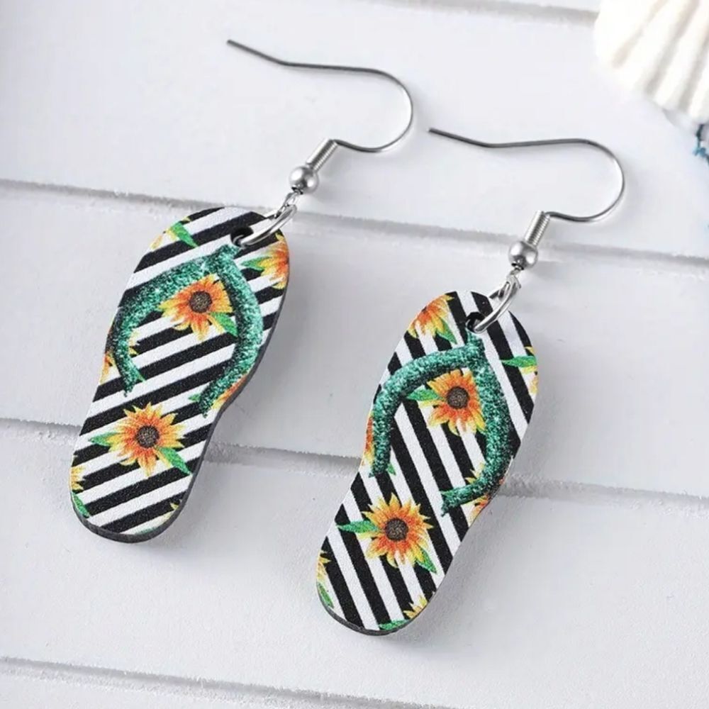 Hand CRAFTED Sunflower Flip Flop Earrings